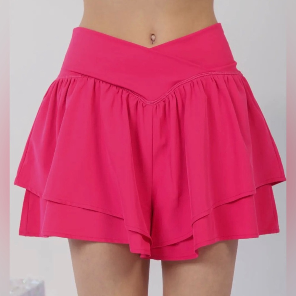 Pink Flowy Activewear Shorts